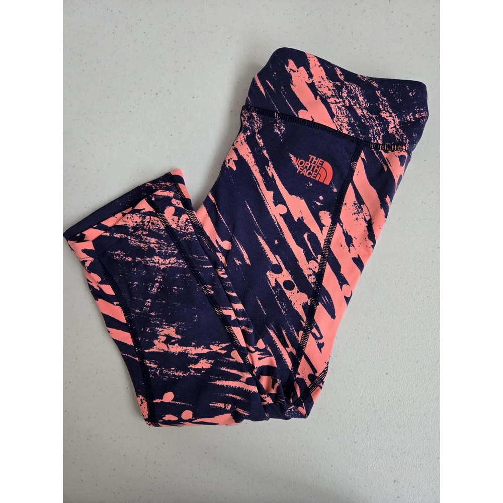 The North Face Women's S Peach Pink Blue Paint Splatter Capri Activewear Legging